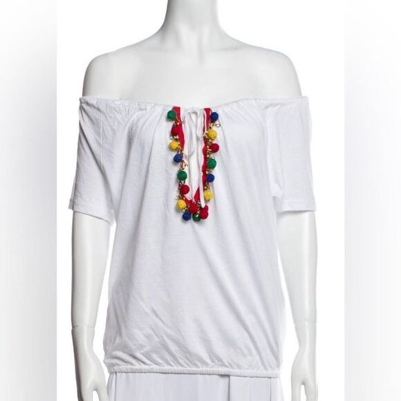 DSQUARED2 OFF THE SHOULDER‎ SHORT SLEEVE BLOUSE SIZE XL - Picture 1 of 7